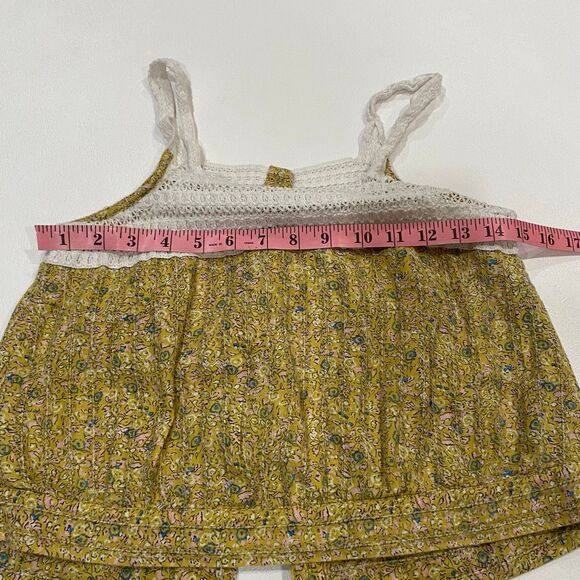 Universal Thread Yellow Floral Crochet Lace Tank Top Size M Medium Boho - Picture 4 of 5